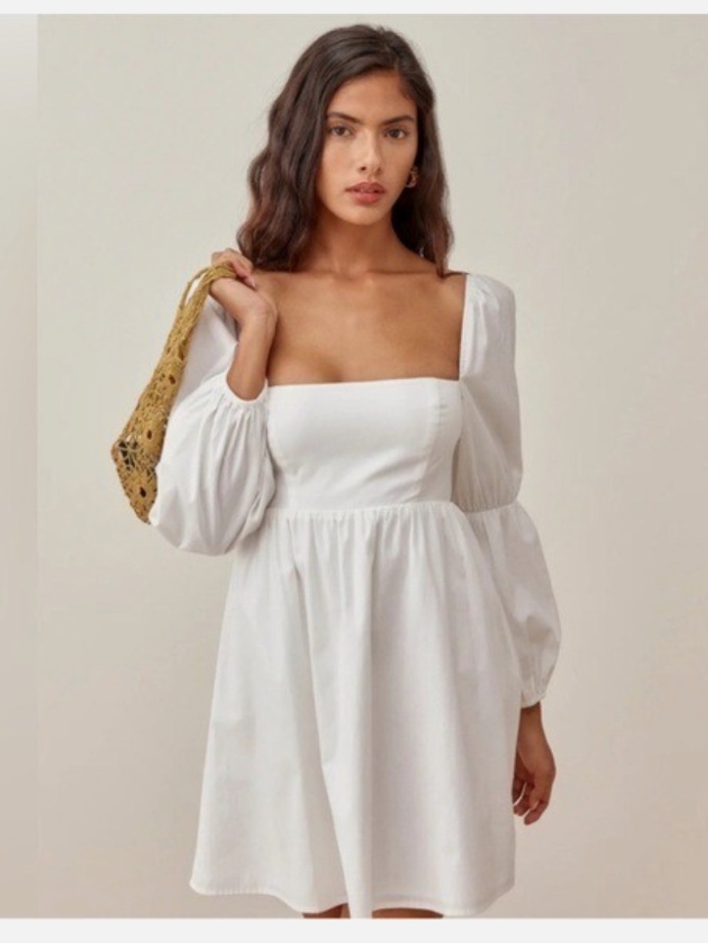 Reformation white Michaela babydoll mini dress